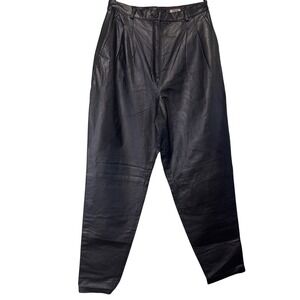 Toffs Spiegel Vintage Black Genuine Leather High Waisted Lined Pants Size 12